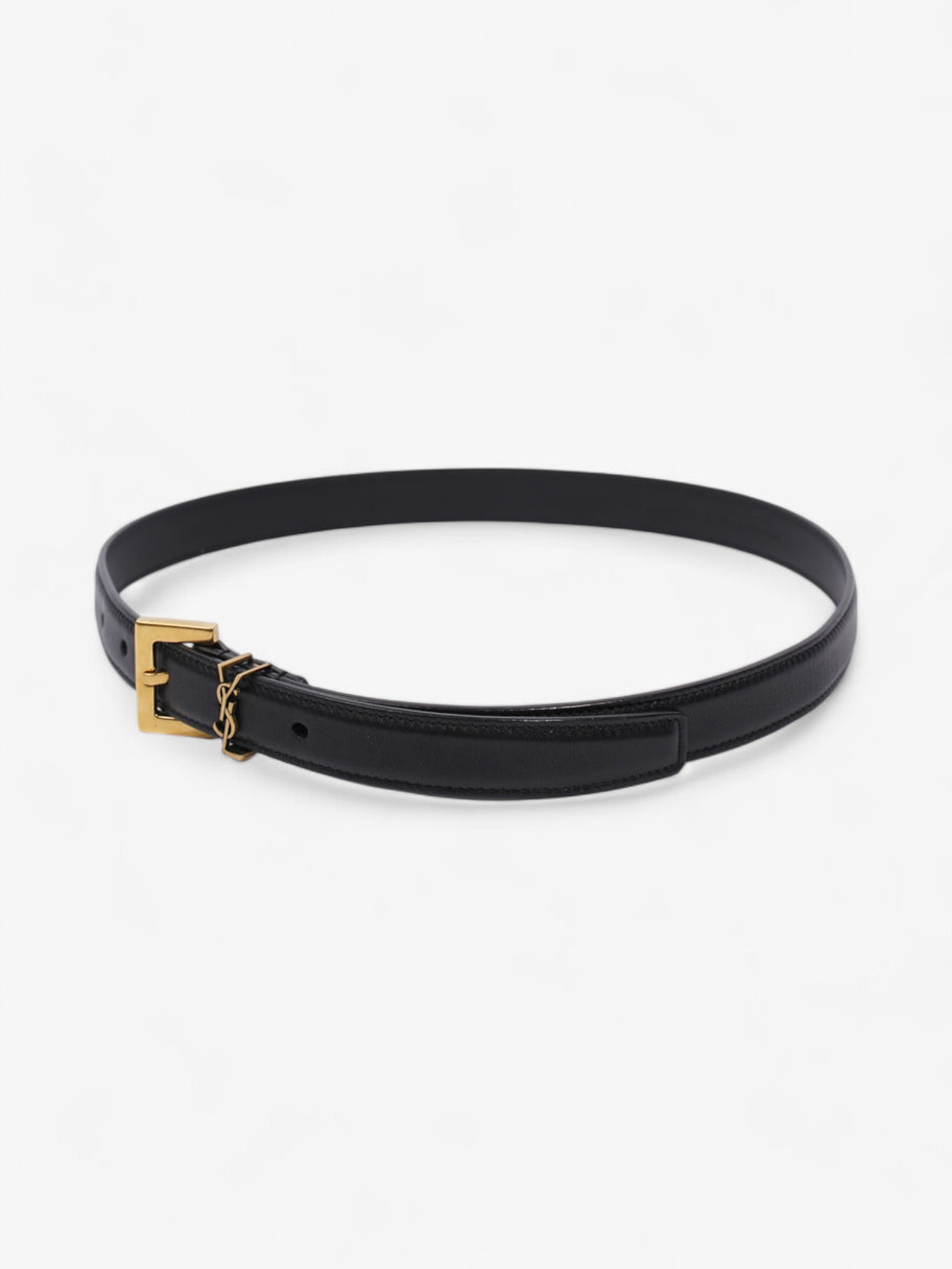 Saint Laurent Cassandre Slim Leather Belt Black Leather 70cm 27.5