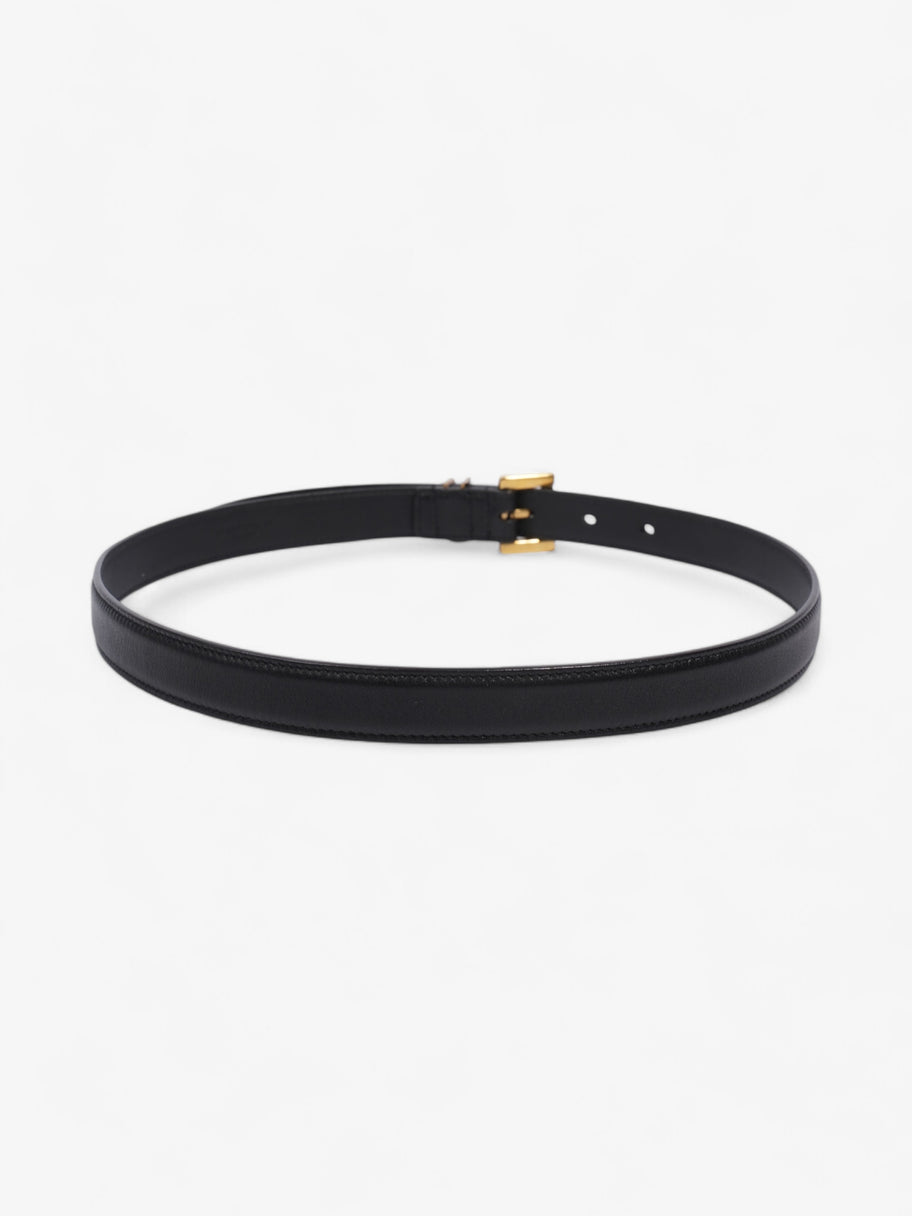 Saint Laurent Cassandre Slim Leather Belt Black Leather 70cm 27.5