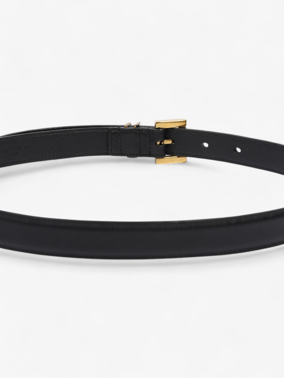Saint Laurent Cassandre Slim Leather Belt Black Leather 70cm 27.5