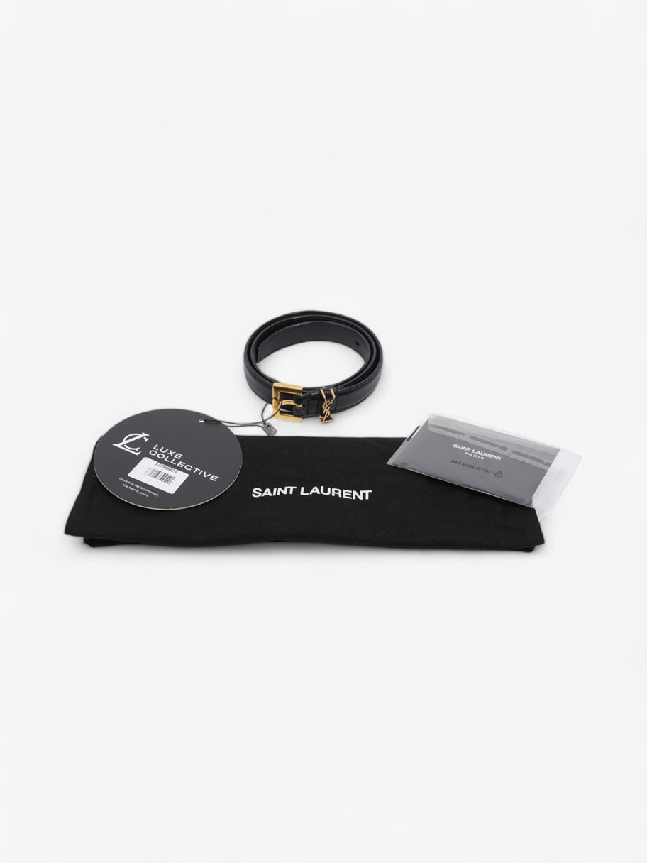 Saint Laurent Cassandre Slim Leather Belt Black Leather 70cm 27.5