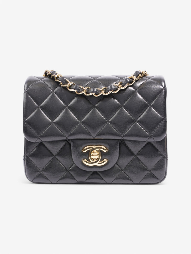  Chanel Classic Square Flap Black Lambskin Leather Mini