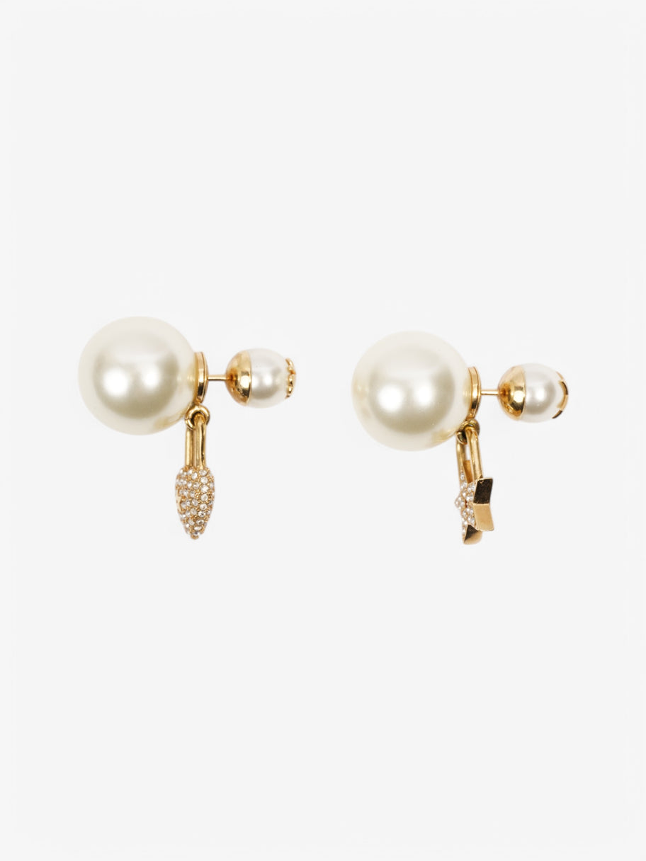 Christian Dior Tribal Pearl Earrings Gold Base Metal Image 3