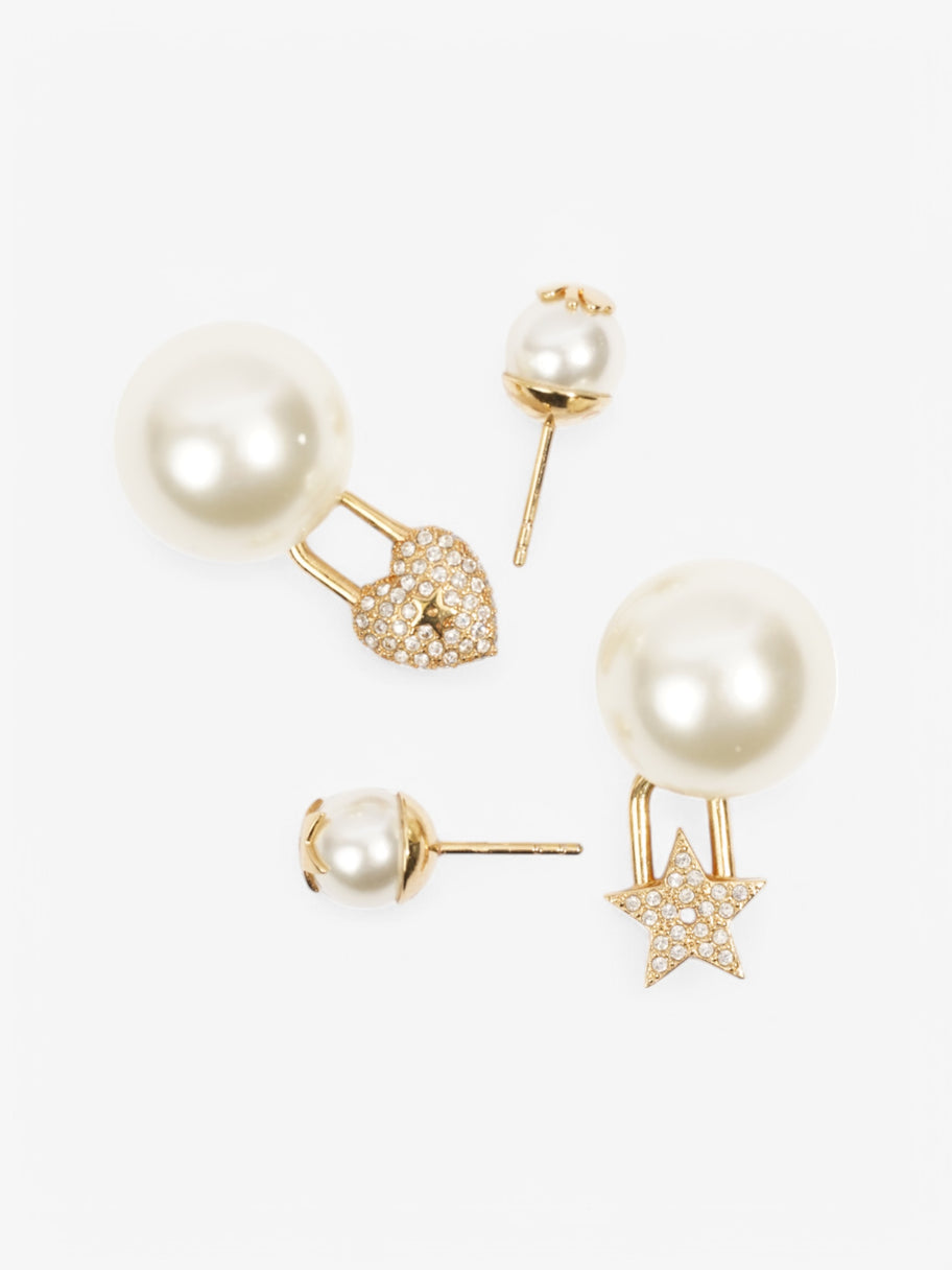 Christian Dior Tribal Pearl Earrings Gold Base Metal Image 4