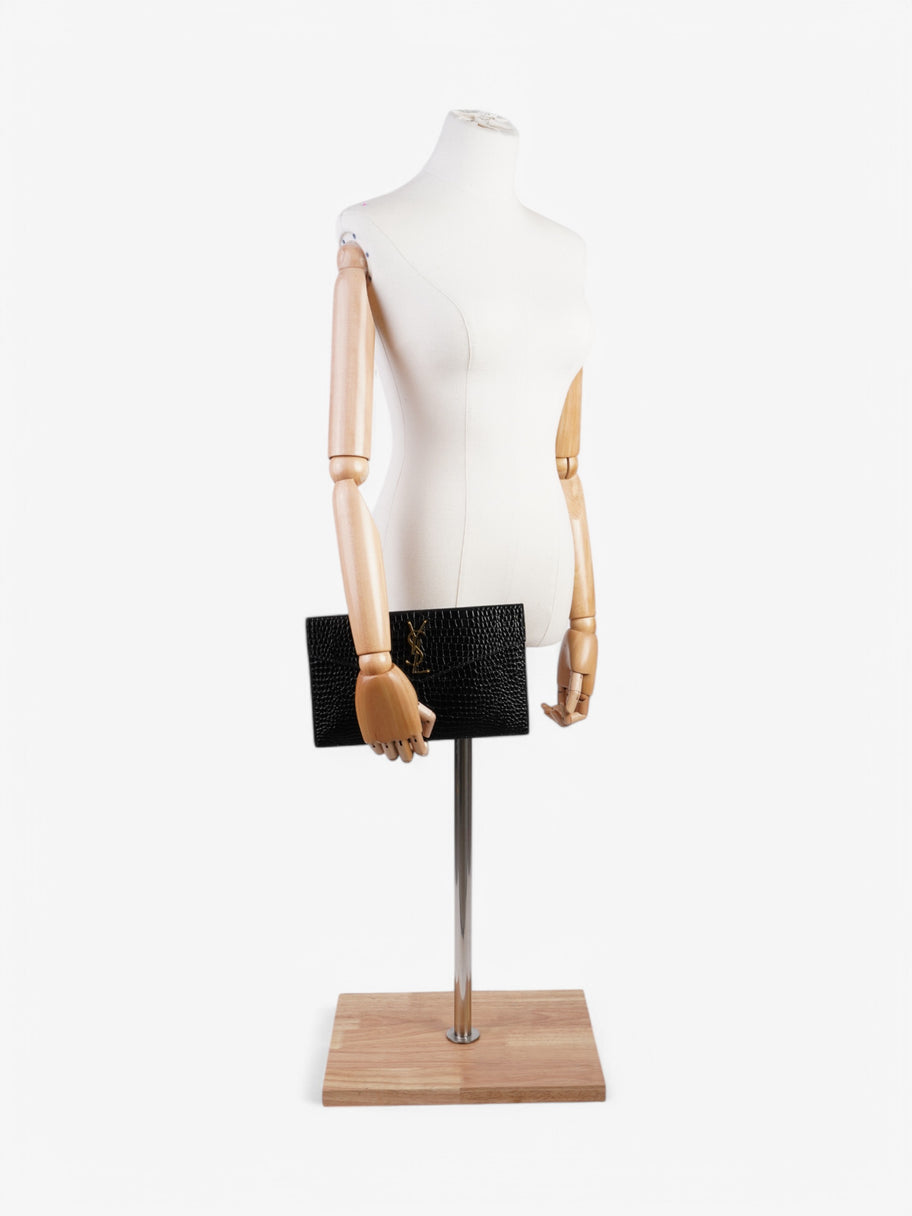 Saint Laurent Uptown Pouch Black Embossed Leather Image 2