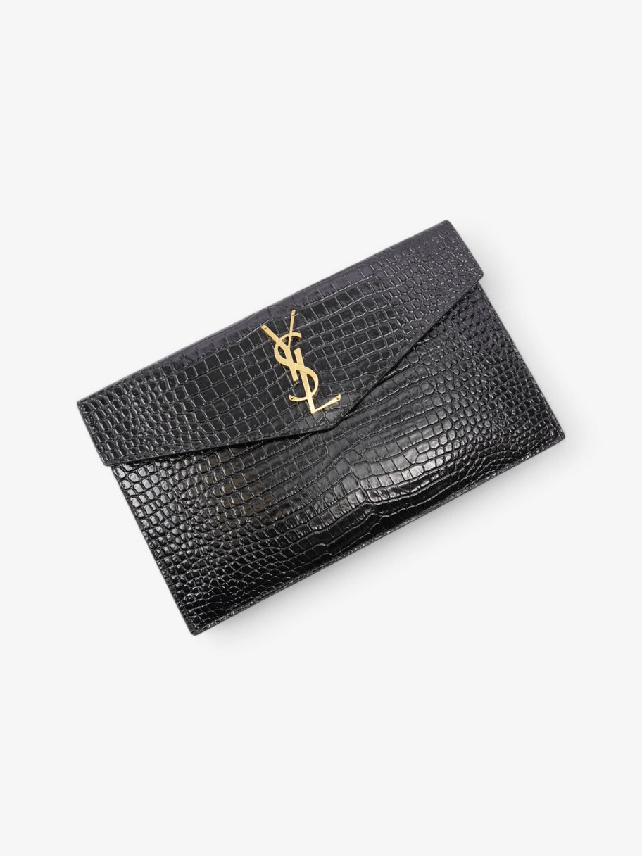 Saint Laurent Uptown Pouch Black Embossed Leather Image 4