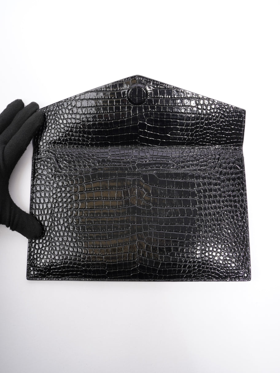 Saint Laurent Uptown Pouch Black Embossed Leather Image 6