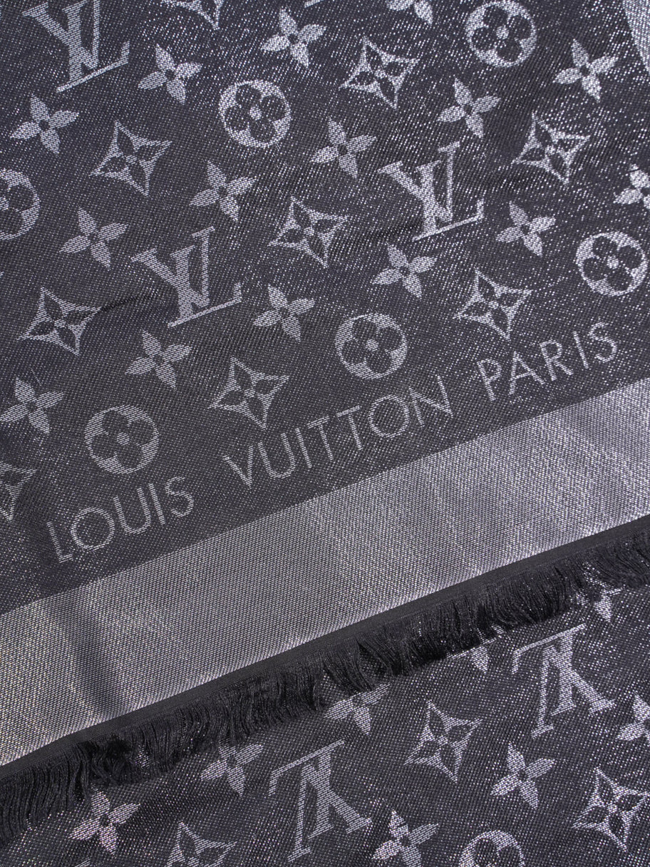 Louis Vuitton Chale Shawl Black Monogram Silk Image 3