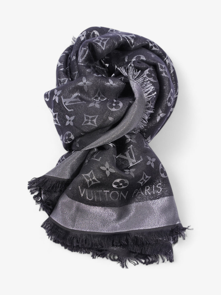 Louis Vuitton Chale Shawl Black Monogram Silk Image 4
