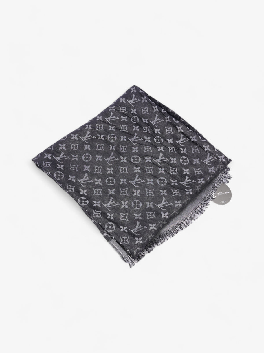 Louis Vuitton Chale Shawl Black Monogram Silk Image 7