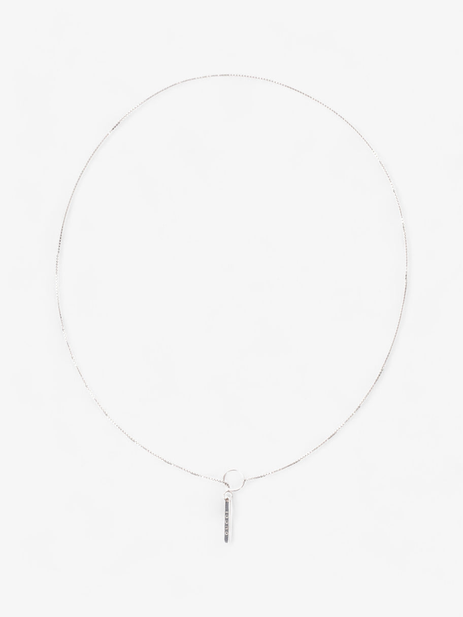 Gucci 18 Karat Bar Lariat Pendant Necklace Silver White Gold 54cm Image 1