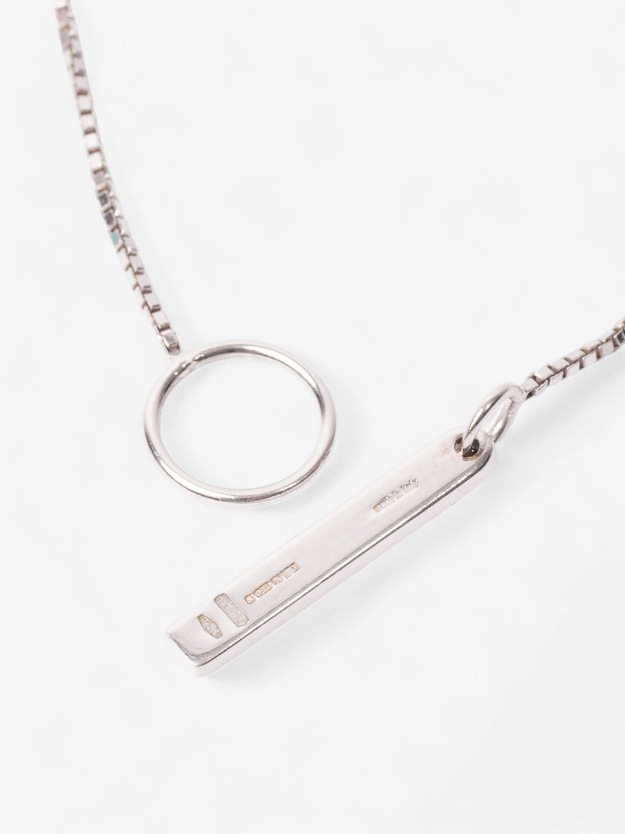 Gucci 18 Karat Bar Lariat Pendant Necklace Silver White Gold 54cm Image 3