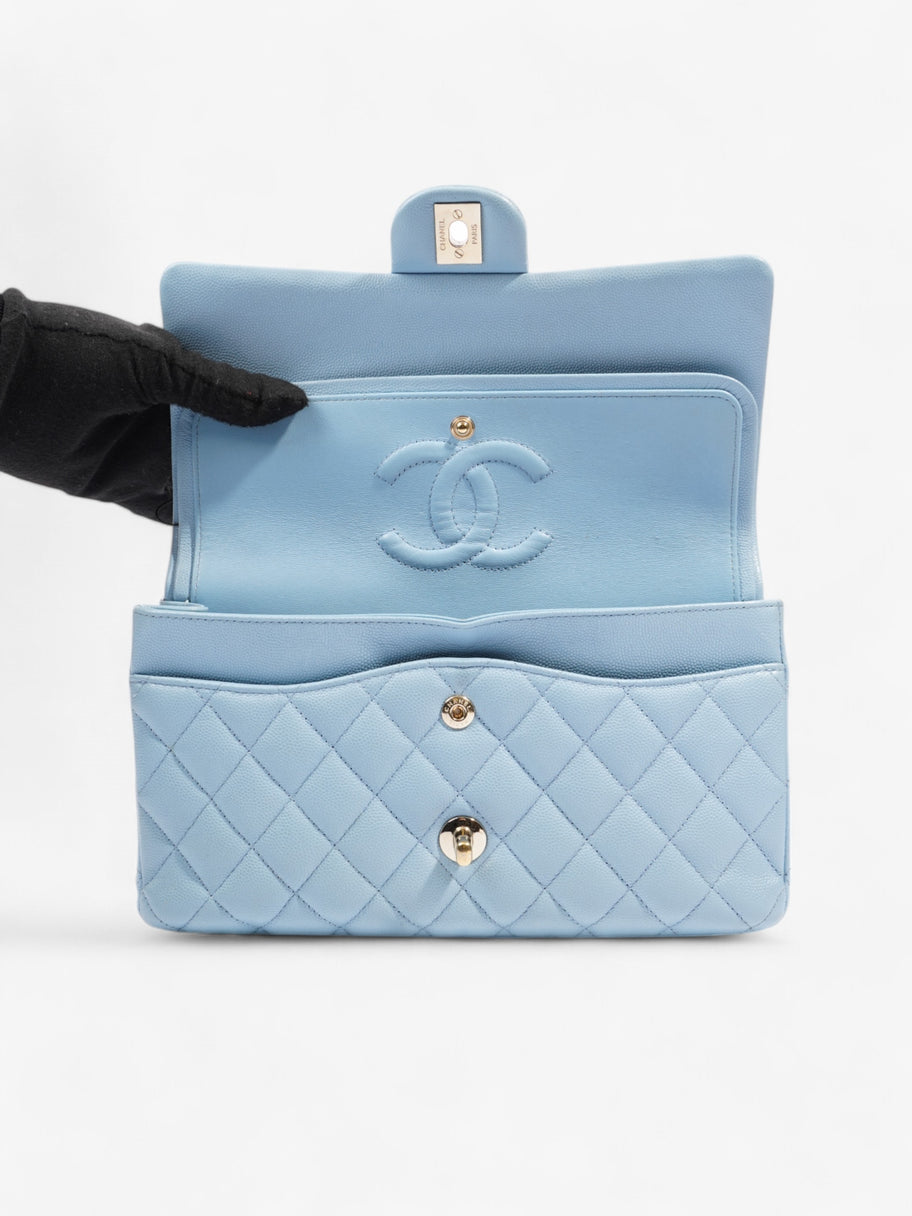 Chanel Classic Double Flap Light Blue Caviar Leather Medium Image 9