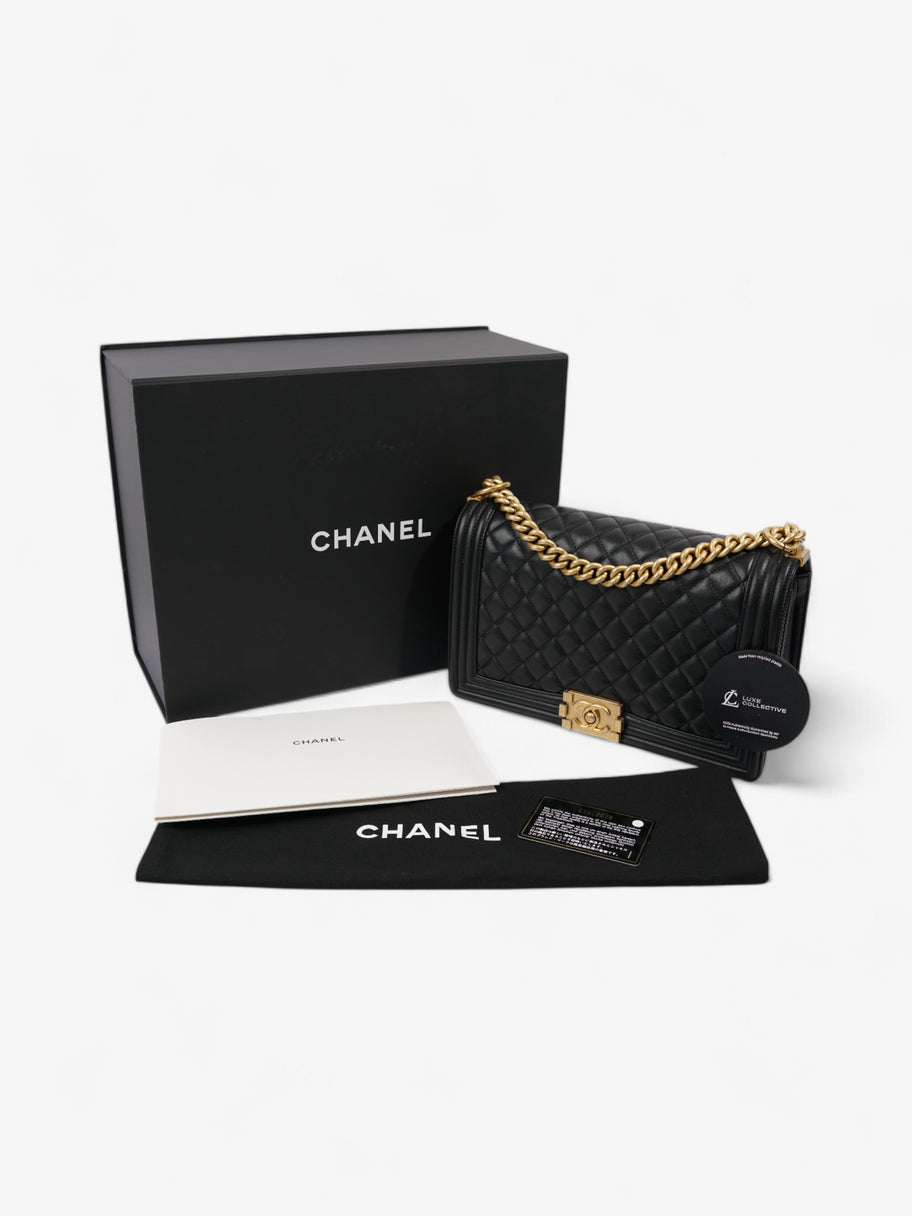 Chanel Boy Bag Black Lambskin Leather New Medium Image 10