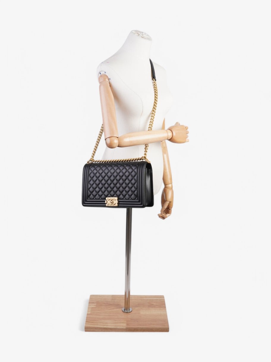 Chanel Boy Bag Black Lambskin Leather New Medium Image 2