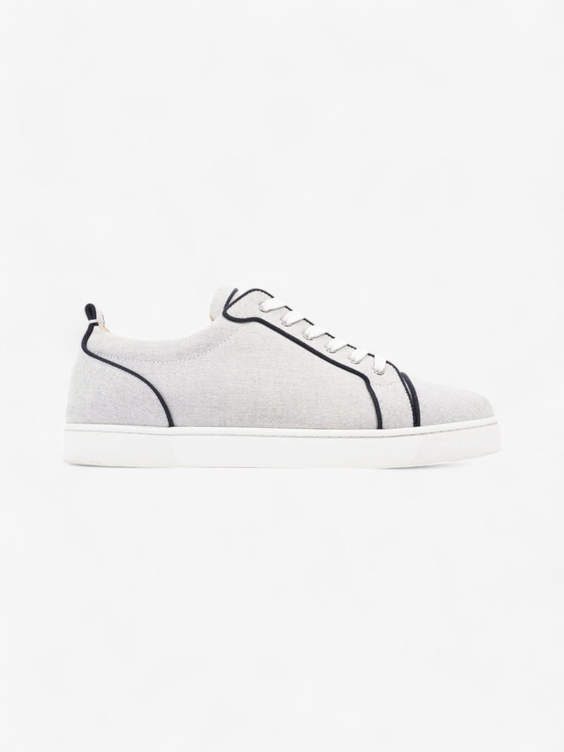  Christian Louboutin Louis Junior Spikes White  / Navy Cotton EU 45 UK 11
