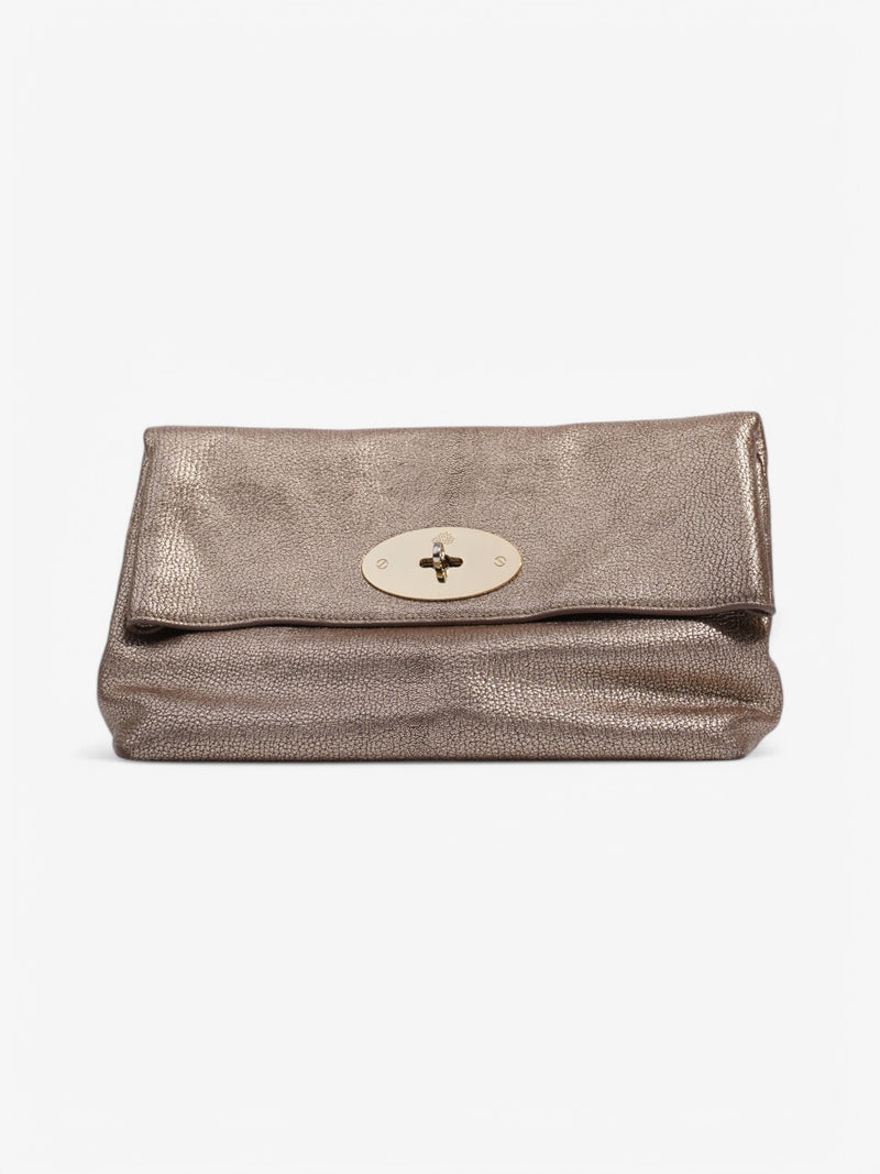  Mulberry Metallic Clutch Bag Gold Leather