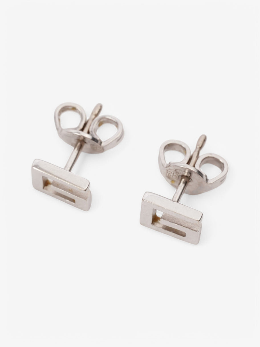 Gucci G Rectangular Earrings Silver White Gold Image 2