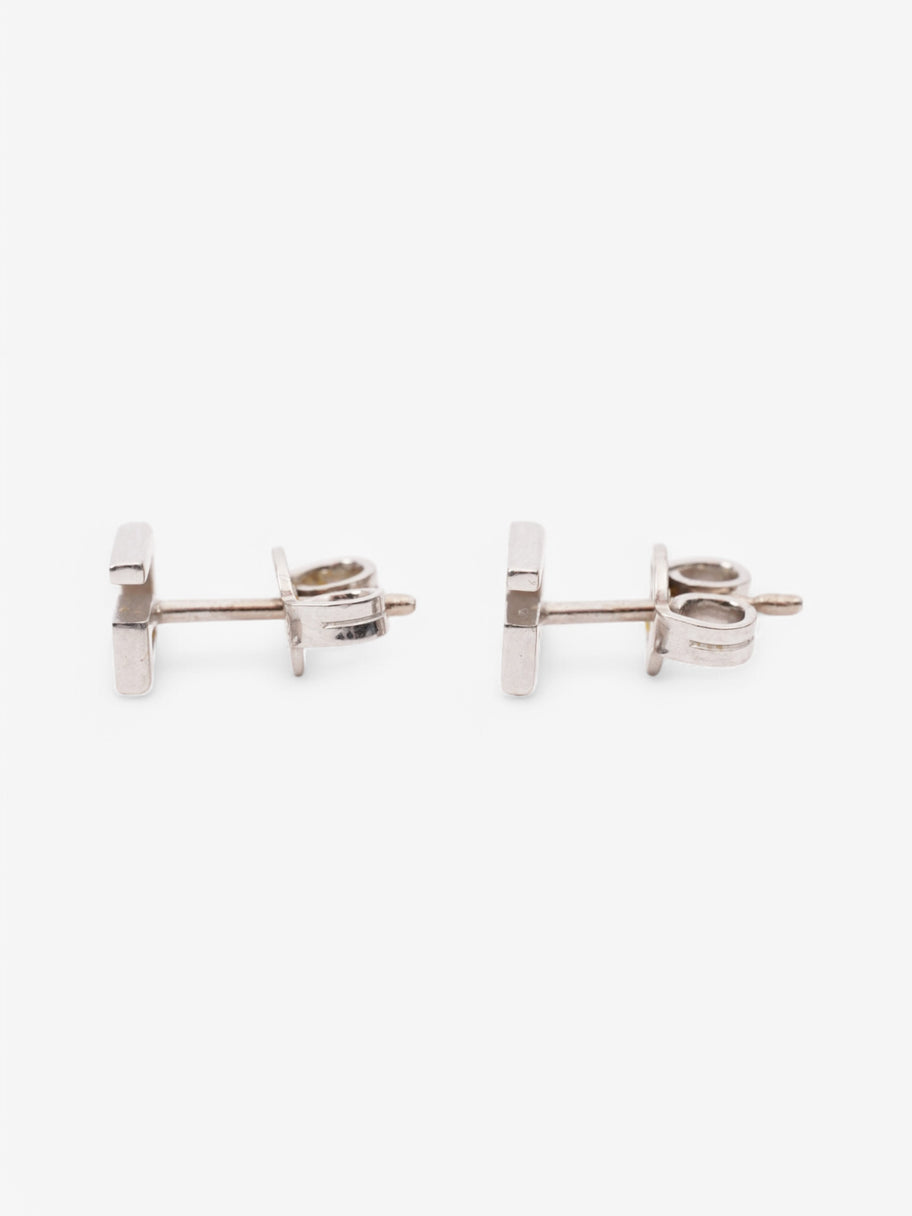 Gucci G Rectangular Earrings Silver White Gold Image 3