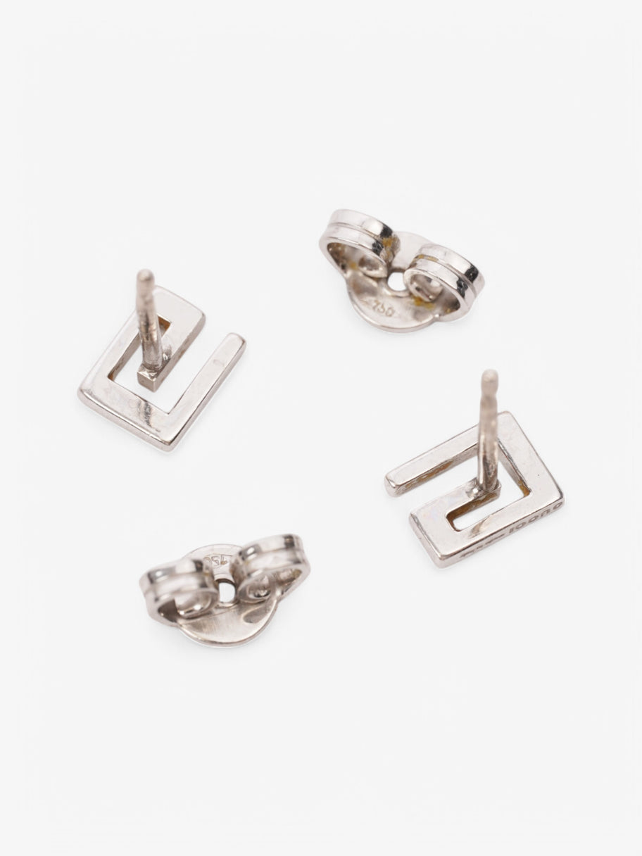 Gucci G Rectangular Earrings Silver White Gold Image 4