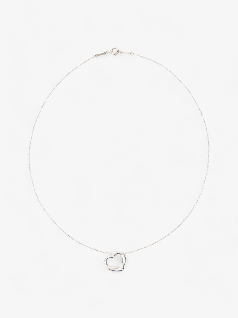 Tiffany and Co Elsa Peretti Open Heart Pendant Necklace Silver Silver Sterling 16mm Image 1