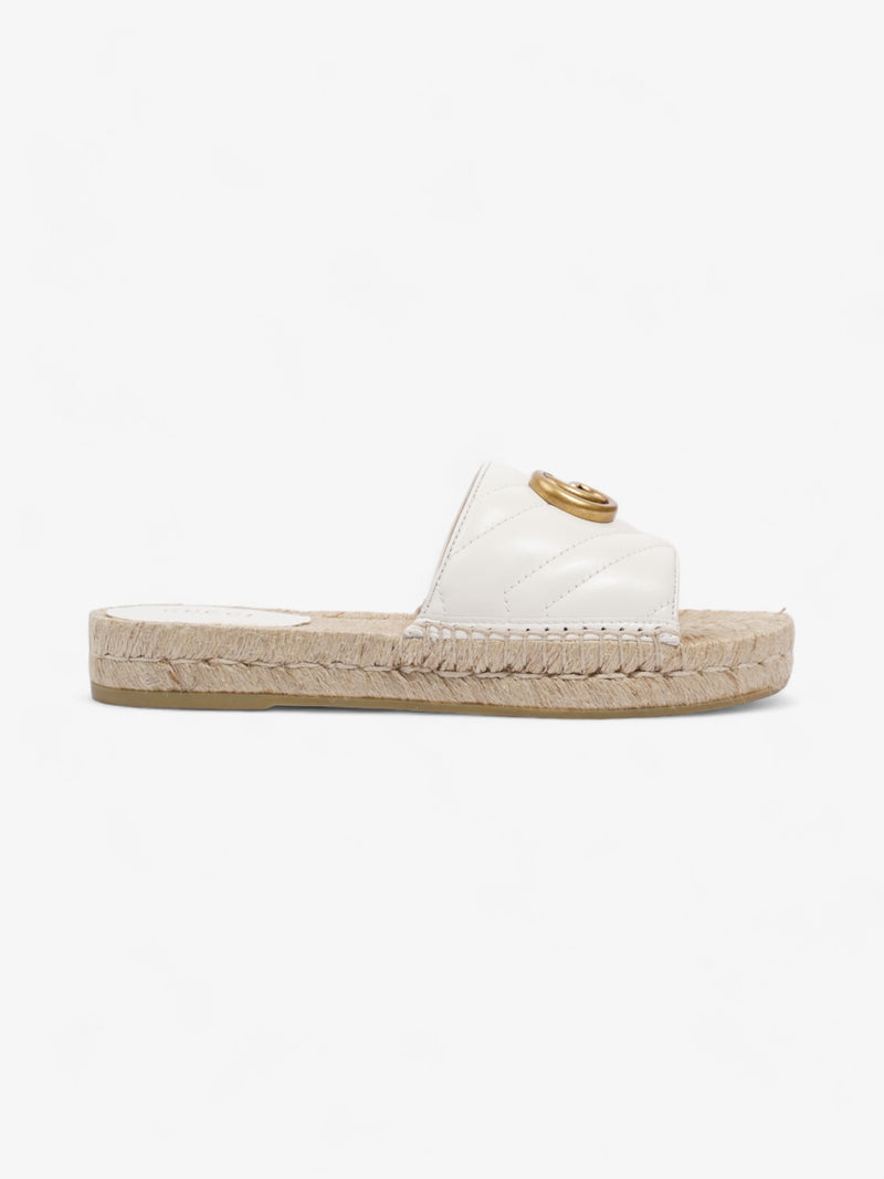  Gucci GG Marmont Espadrille Sandals White / Gold Leather EU 35.5 UK 2.5