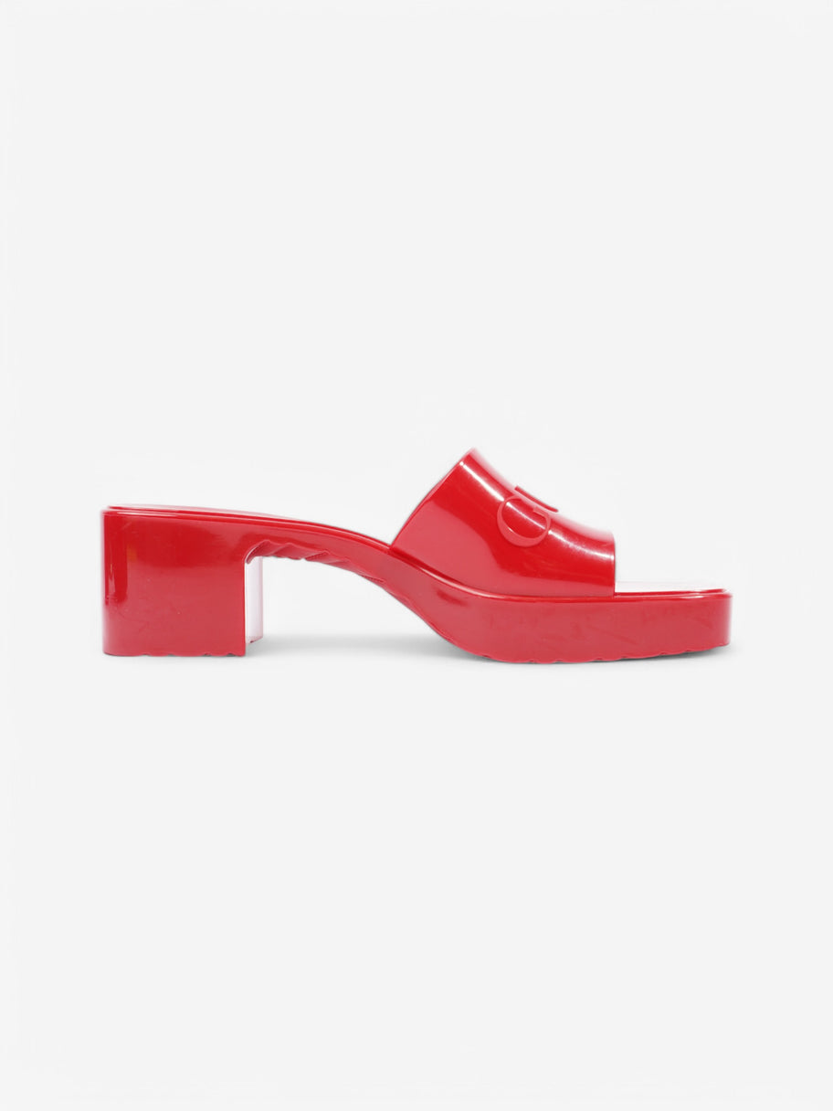 Gucci Gucci Logo Embossed Sandals 50 Red Rubber EU 37 UK 4 Image 4