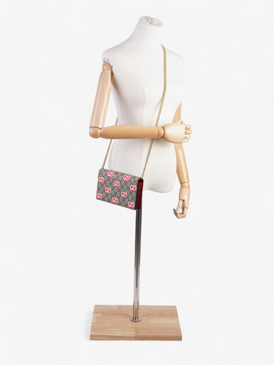 Gucci Monogram Apple Chain Wallet GG Supreme / Red / Green Canvas Image 2