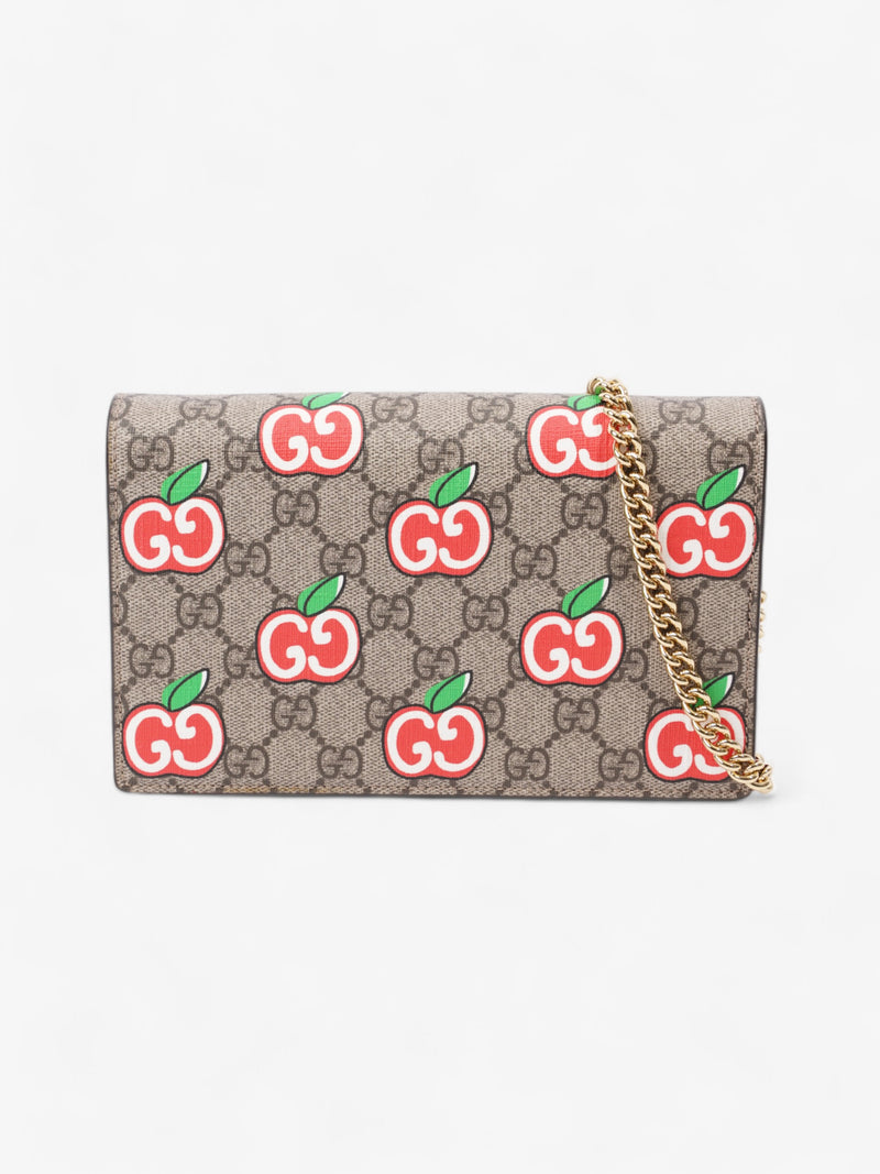  Gucci Monogram Apple Chain Wallet GG Supreme / Red / Green Canvas