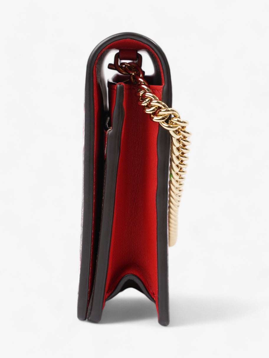 Gucci Monogram Apple Chain Wallet GG Supreme / Red / Green Canvas Image 3