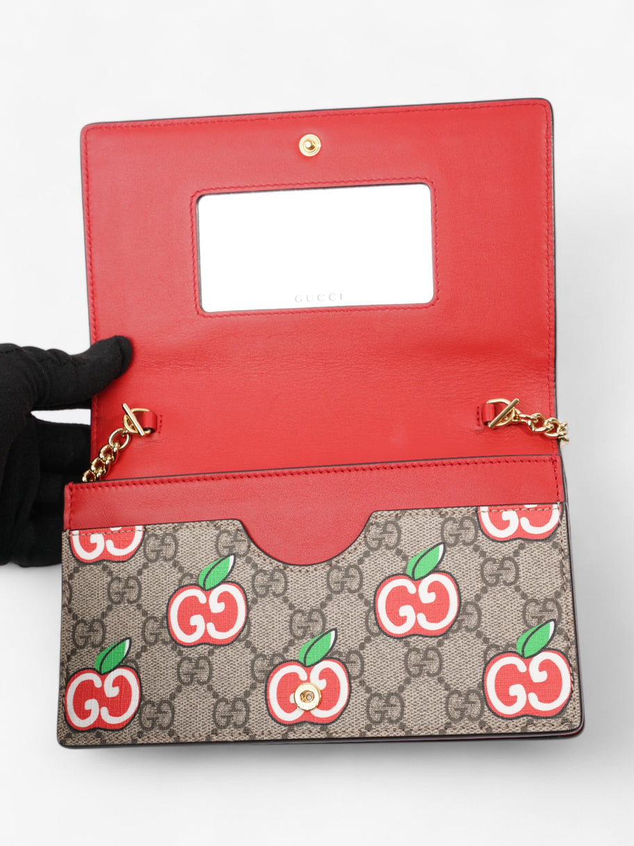 Gucci Monogram Apple Chain Wallet GG Supreme / Red / Green Canvas Image 8