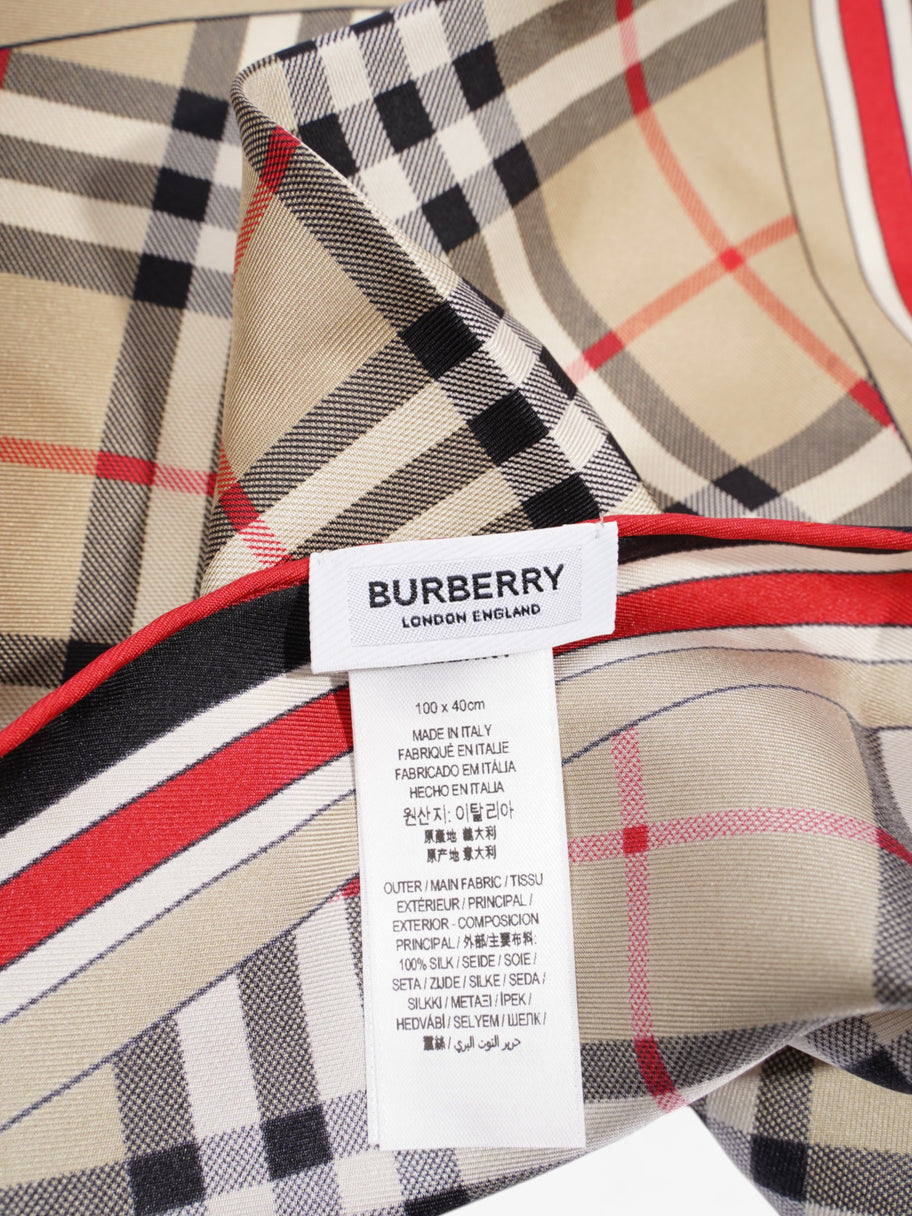 Burberry Vintage Check Losange Archive Beige / Red Silk Image 5