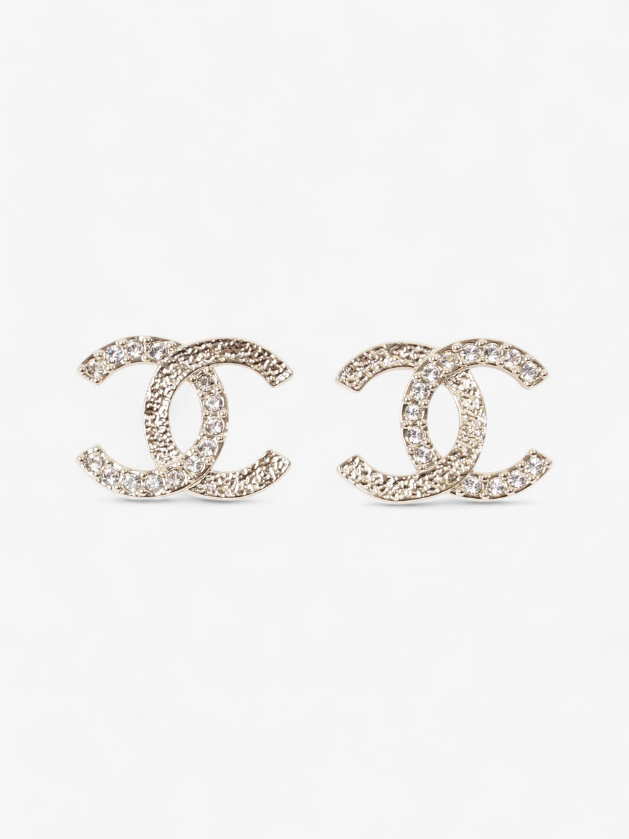 Chanel CC Logo Studs Light Gold / White Base Metal Image 1