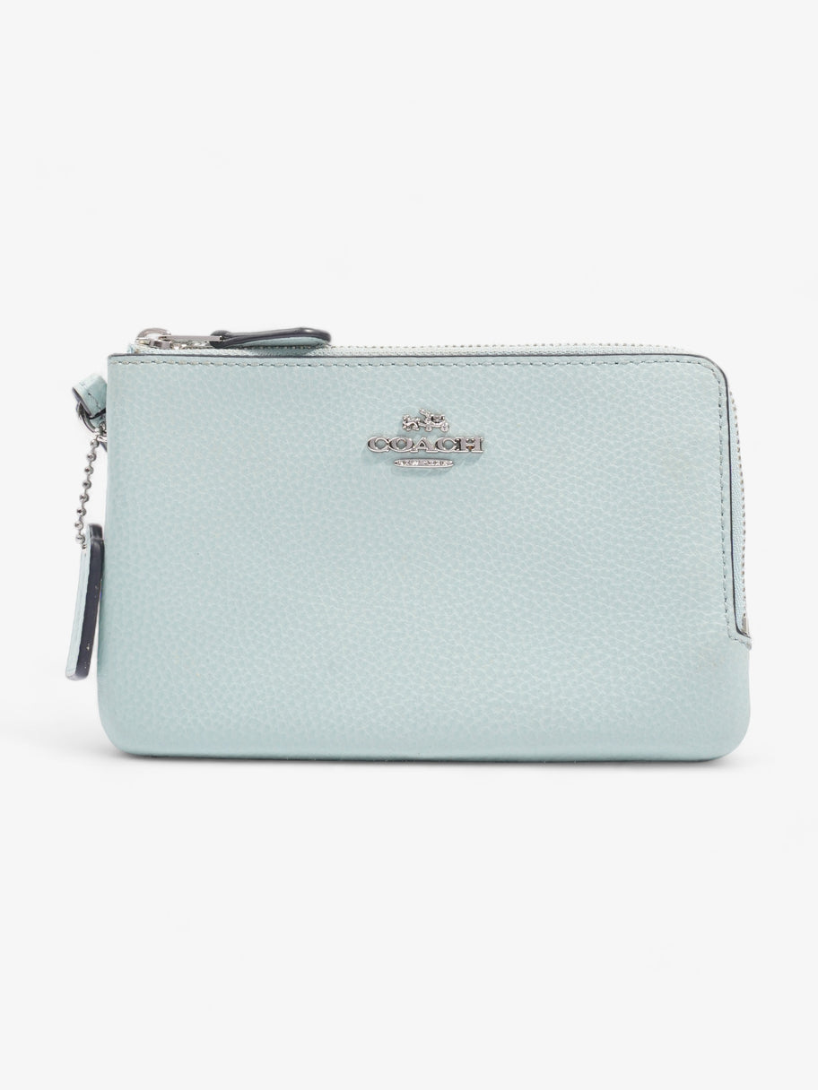 Double Zip Wristlet Turquoise Leather Image 1