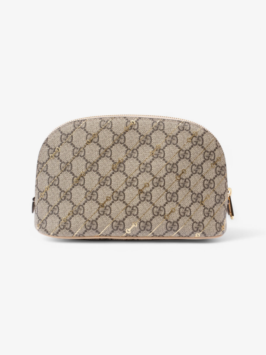 Gucci GG Horsebit Cosmetic Beige  / Gold Coated Canvas Small Image 1