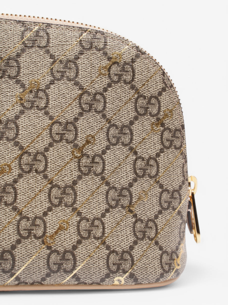 Gucci GG Horsebit Cosmetic Beige  / Gold Coated Canvas Small Image 6