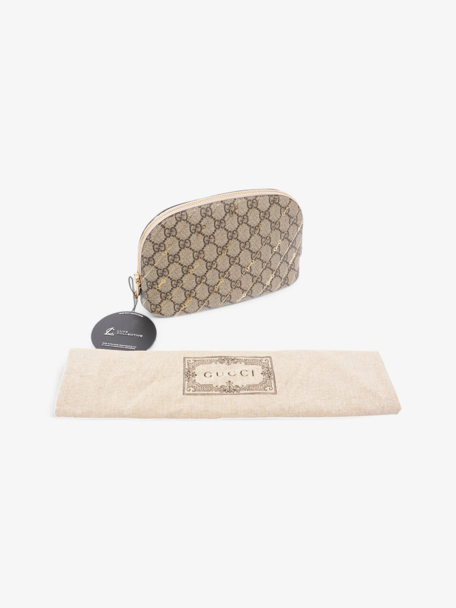 Gucci GG Horsebit Cosmetic Beige  / Gold Coated Canvas Small Image 8