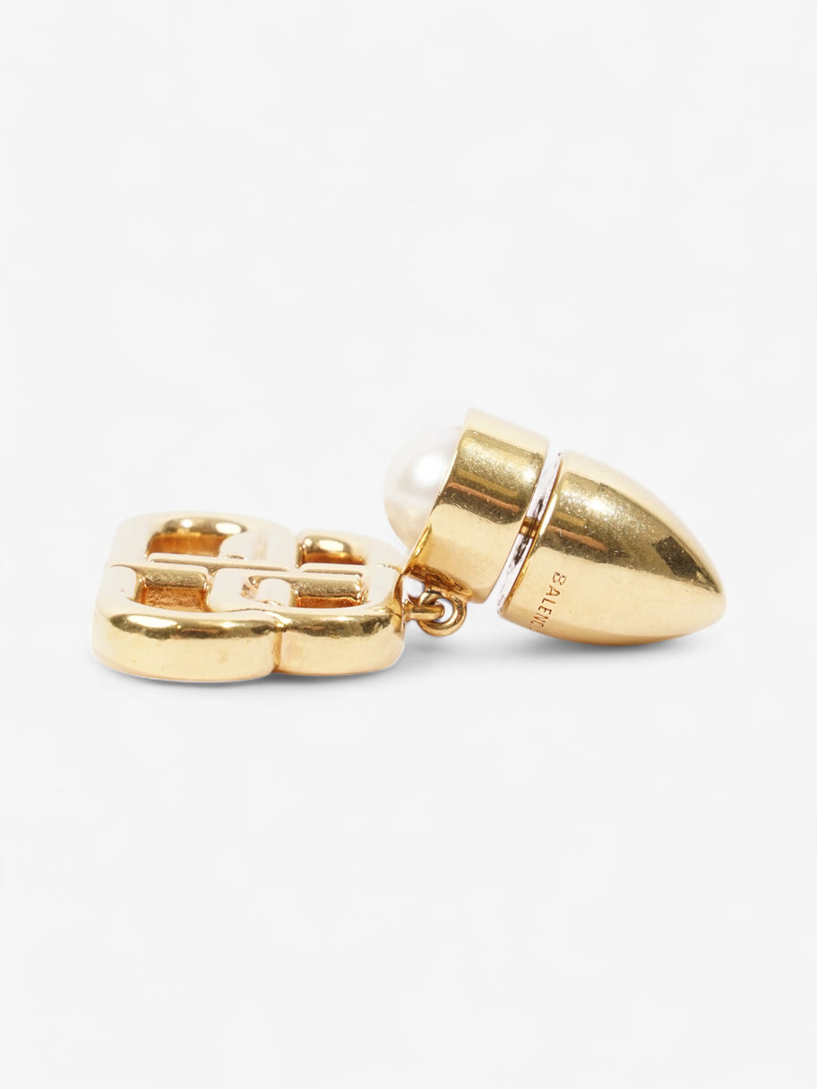 Balenciaga BB Drop Earrings Gold / Pearl Base Metal Image 3