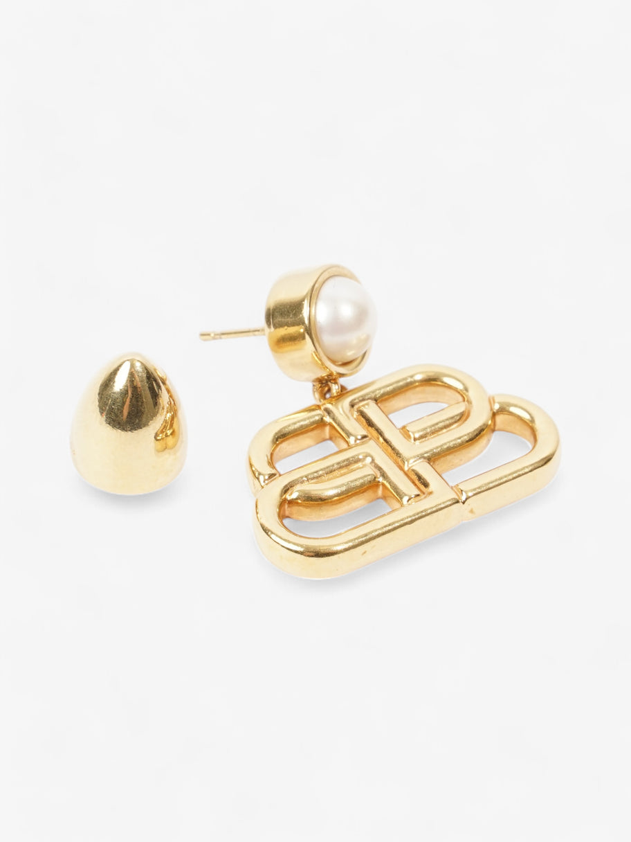 Balenciaga BB Drop Earrings Gold / Pearl Base Metal Image 4