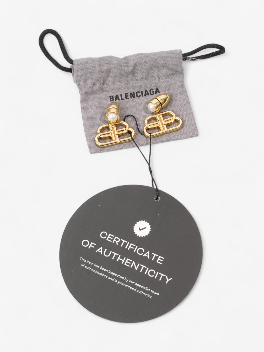 Balenciaga BB Drop Earrings Gold / Pearl Base Metal Image 5