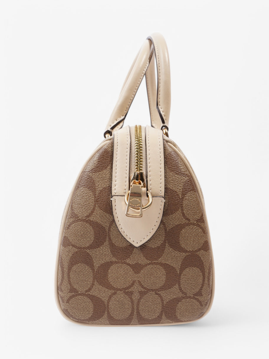 Coach Rowan Satchel Bag  Beige  / Brown Coated Canvas Image 5