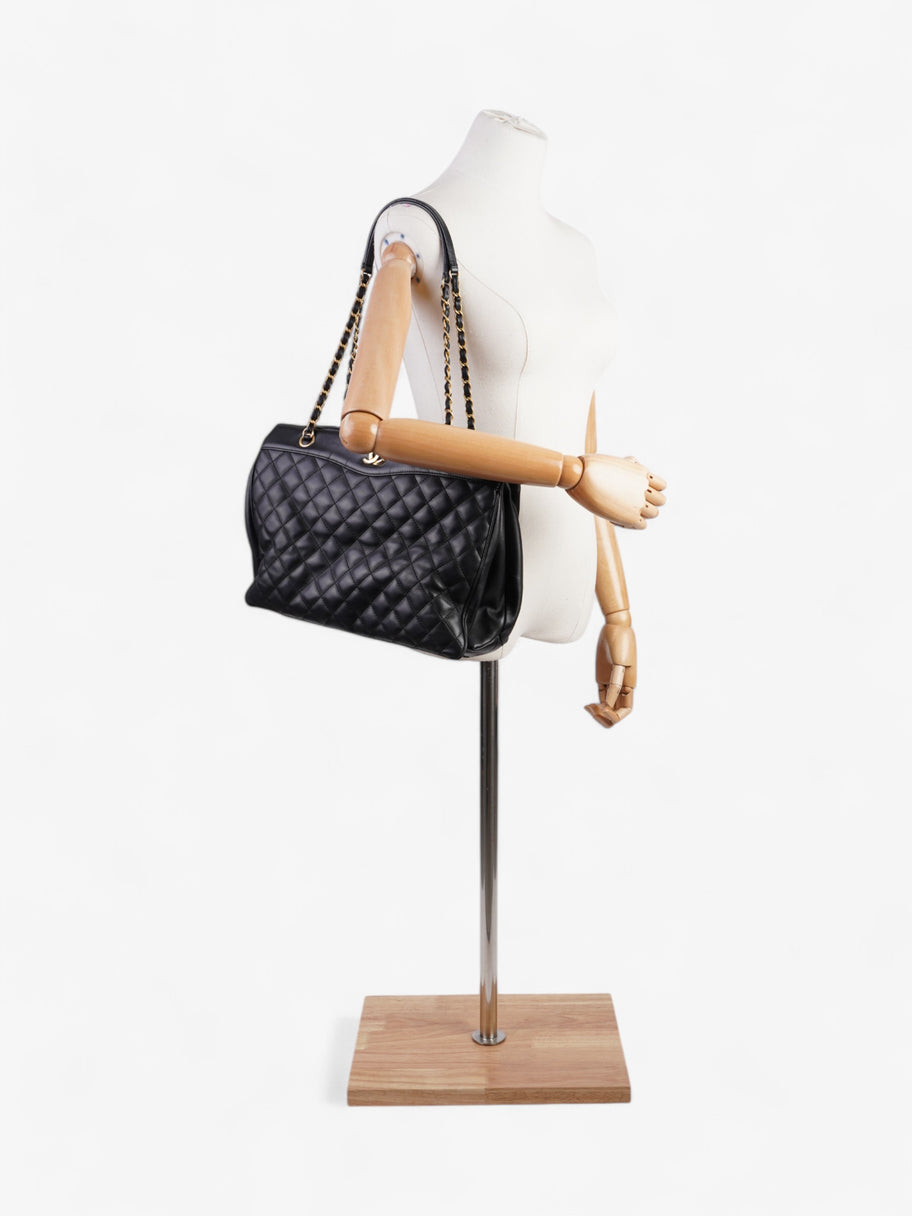 Chanel Shopping Bag Black Lambskin Leather Large Image 2