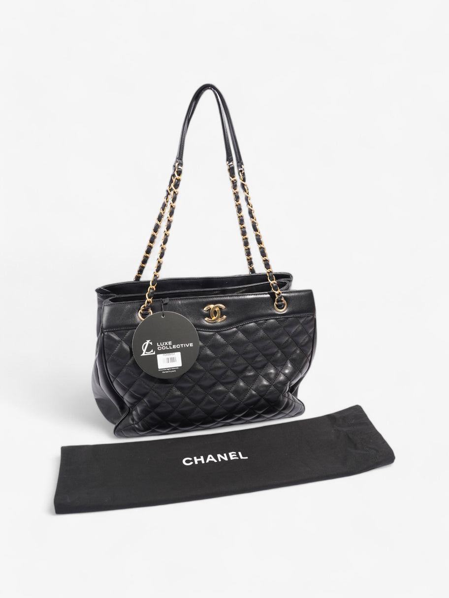 Chanel Shopping Bag Black Lambskin Leather Large Image 11