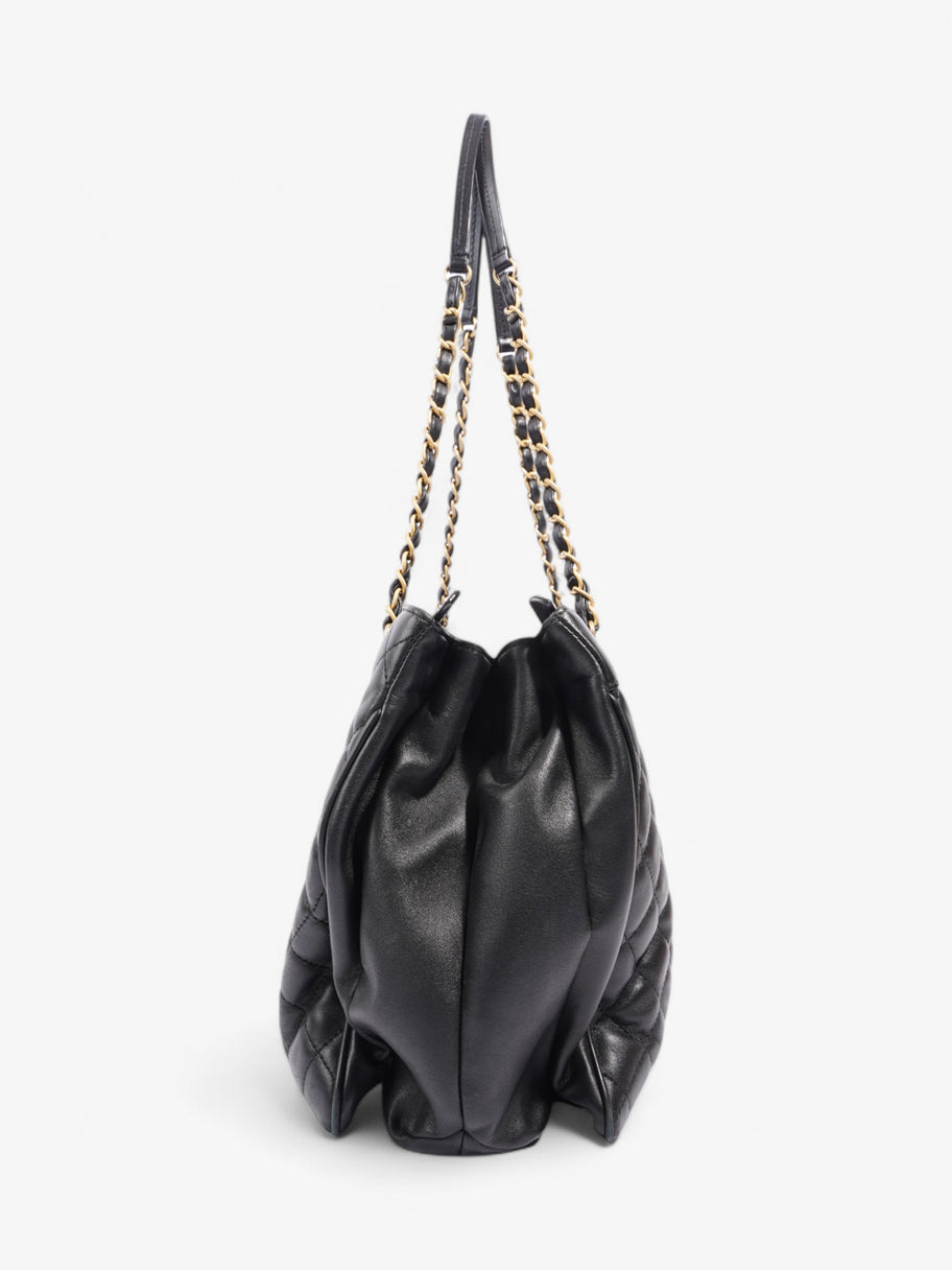 Chanel Shopping Bag Black Lambskin Leather Large Image 5