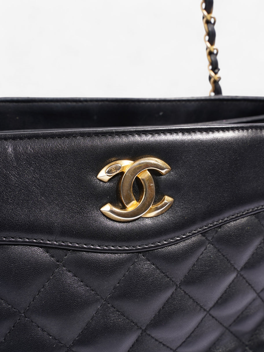 Chanel Shopping Bag Black Lambskin Leather Large Image 7