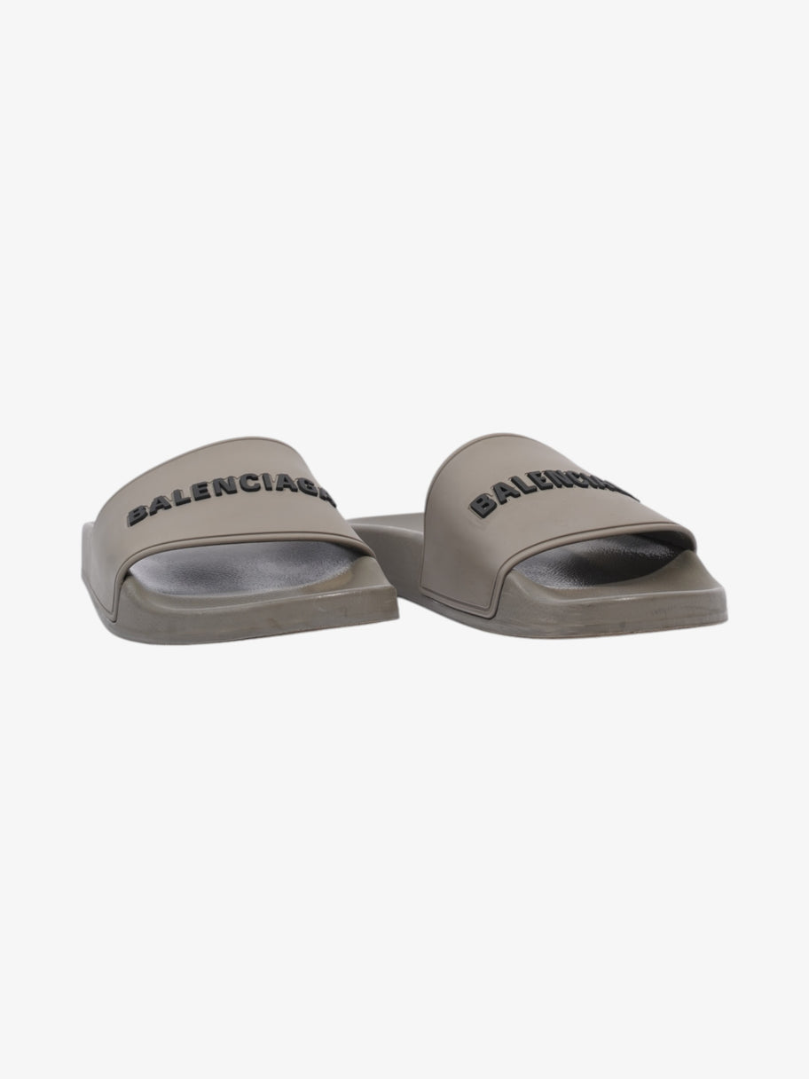 Balenciaga Pool Logo Slides Grey / Black Rubber EU 37 UK 4 Image 2