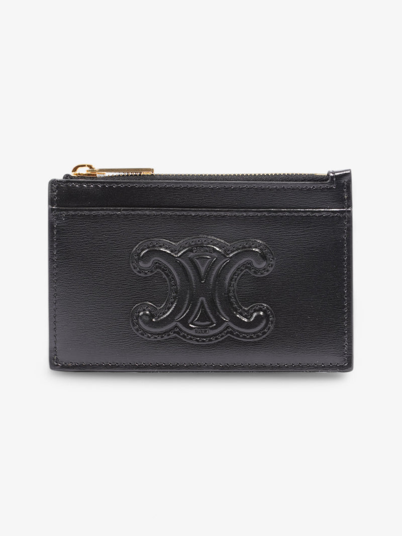  Celine Zipped Card Holder Black Calfskin Leather