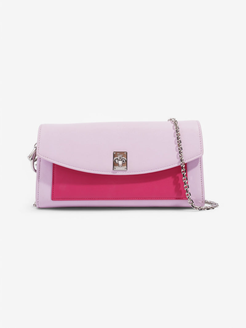  Christian Dior Tricolour Wallet on Chain Pink / Lilac Calfskin Leather