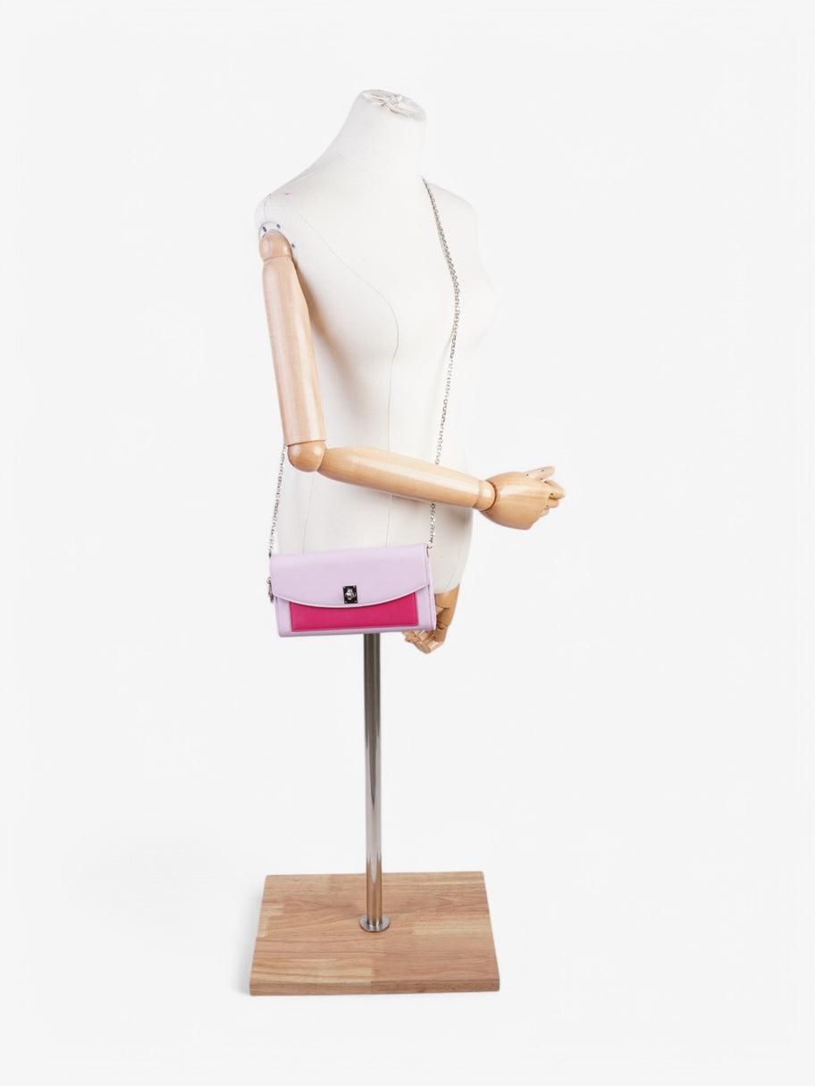 Christian Dior Tricolour Wallet on Chain Pink / Lilac Calfskin Leather Image 2