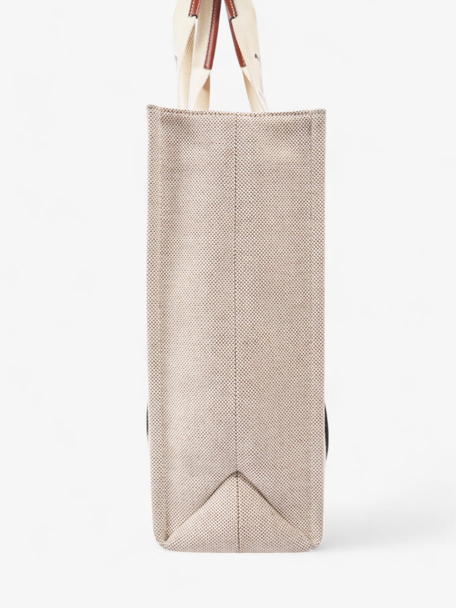 Chloe Woody Tote White / Brown Linen Large Image 3