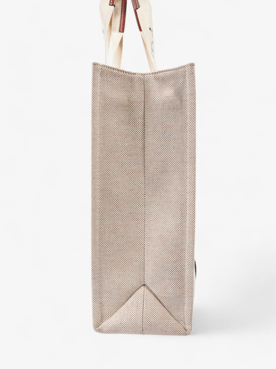 Chloe Woody Tote White / Brown Linen Large Image 5